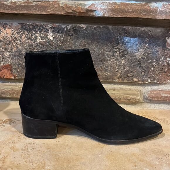 Oak Black Suede Point Toe Ankle Boots - Picture 4 of 9
